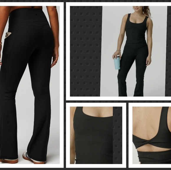 Fabletics 2 piece set: Oasis rib crossover kick flare leggings with twist tank. - Picture 3 of 6